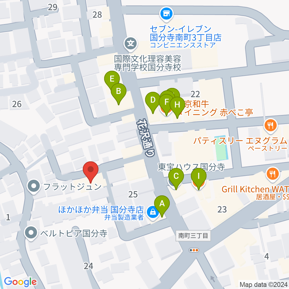 カルド音楽教室周辺のファミレス・ファーストフード一覧地図