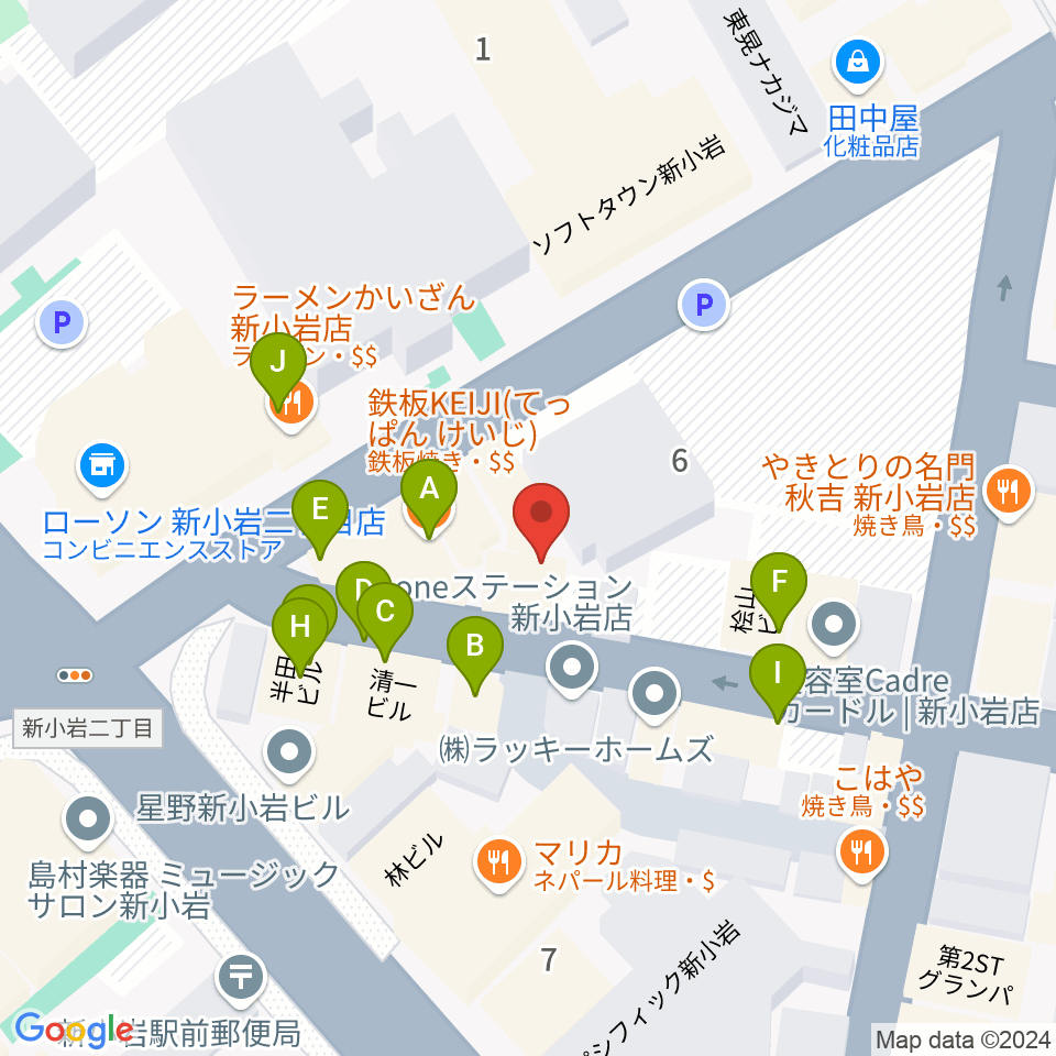 USボーカル教室新小岩駅前校周辺のファミレス・ファーストフード一覧地図