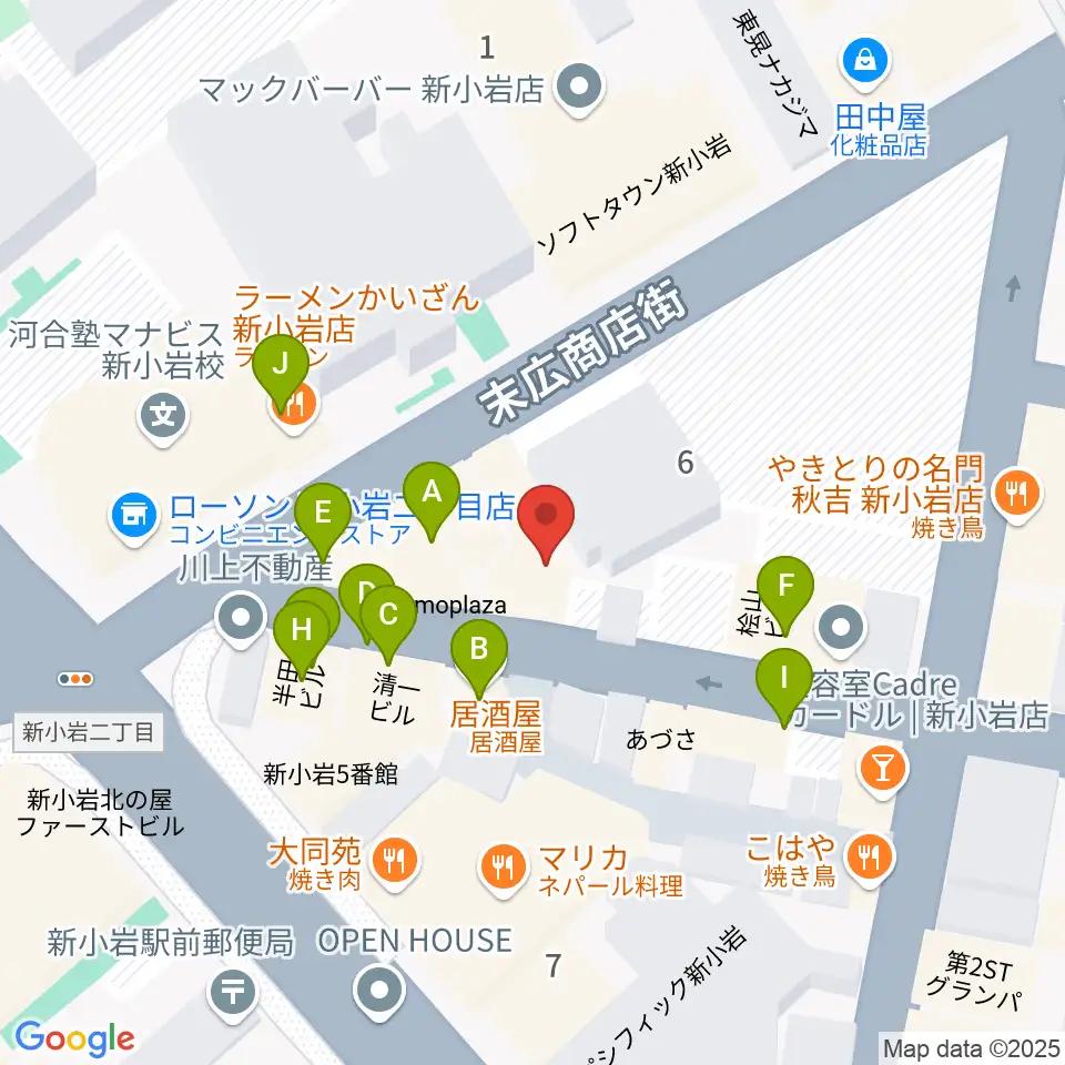 USボーカル教室新小岩駅前校周辺のファミレス・ファーストフード一覧地図