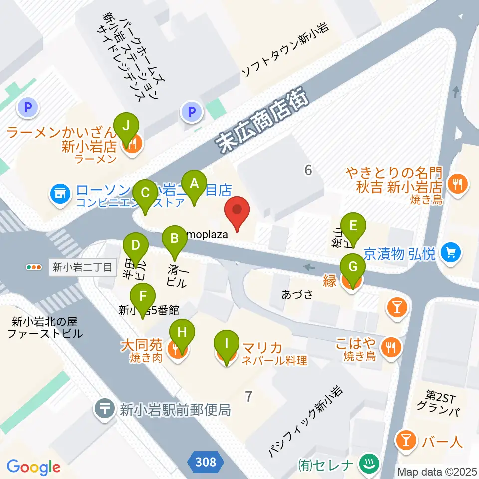 USボーカル教室新小岩駅前校周辺のファミレス・ファーストフード一覧地図