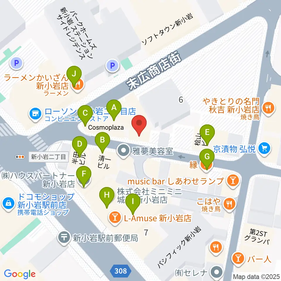USボーカル教室新小岩駅前校周辺のファミレス・ファーストフード一覧地図