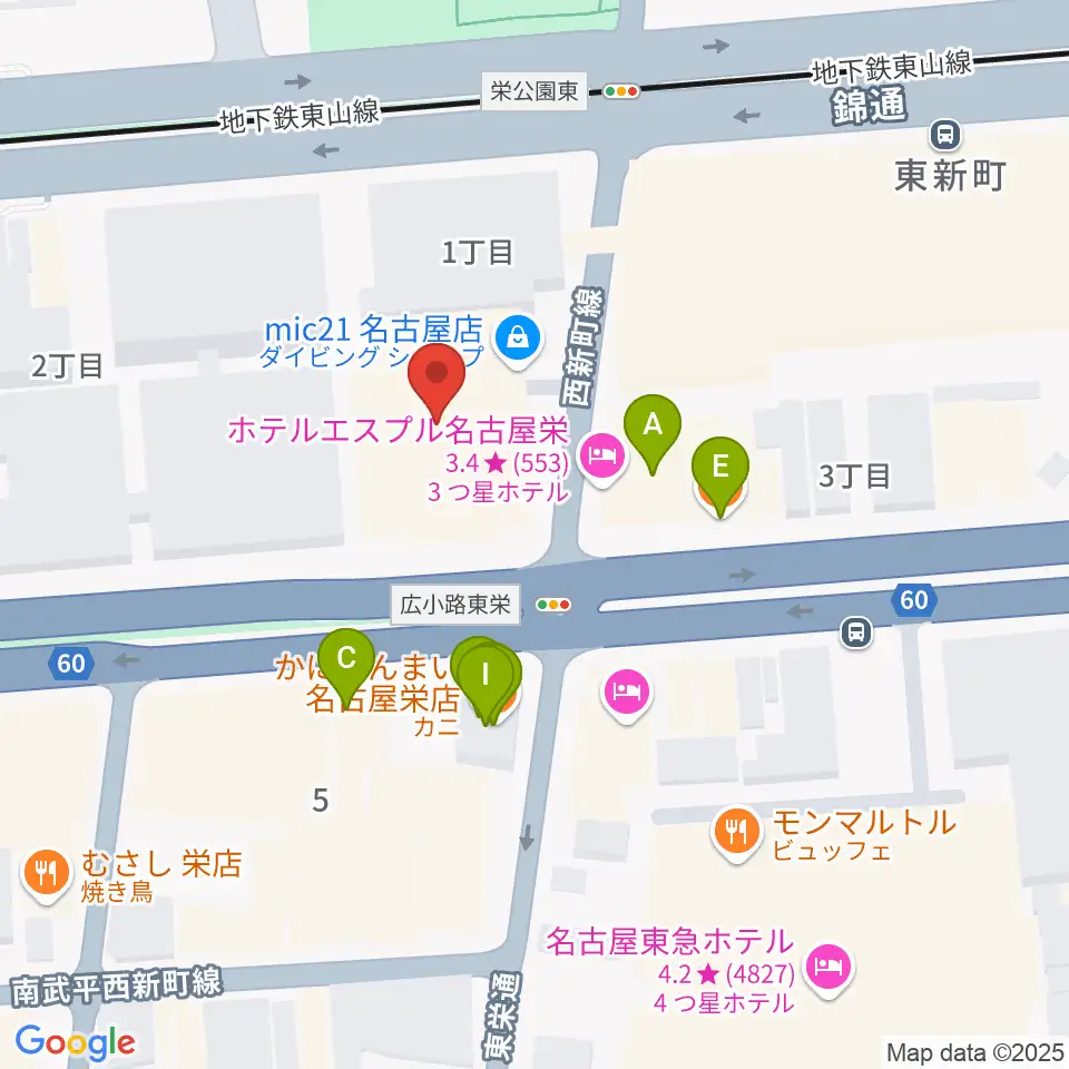 名古屋音楽学校周辺のファミレス・ファーストフード一覧地図