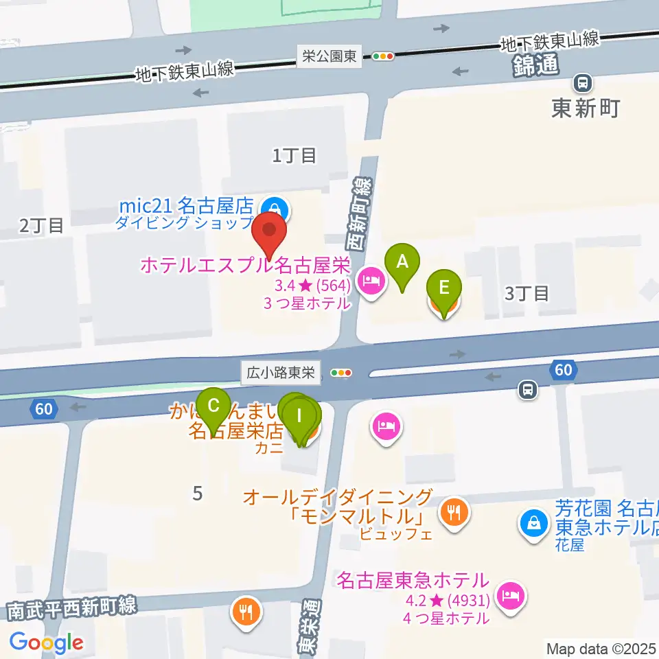 名古屋音楽学校周辺のファミレス・ファーストフード一覧地図