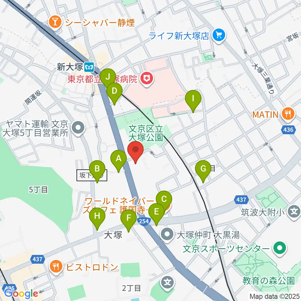 東邦音楽大学大学院周辺のファミレス・ファーストフード一覧地図