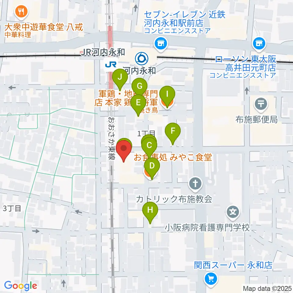 アトリエ遊周辺のファミレス・ファーストフード一覧地図