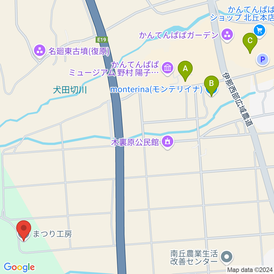 まつり工房周辺のファミレス・ファーストフード一覧地図