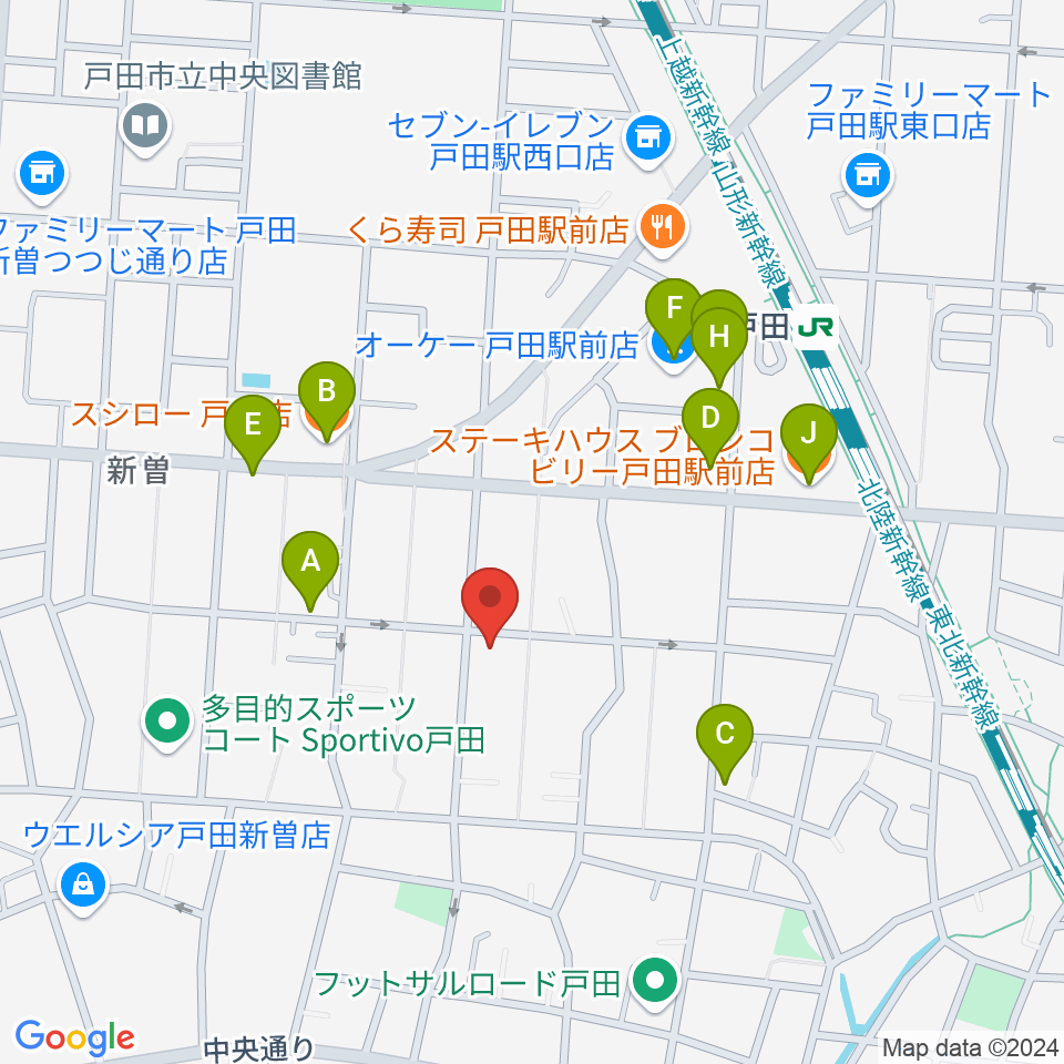 フェルナンデス ギターエンジニア スクール周辺のファミレス・ファーストフード一覧地図