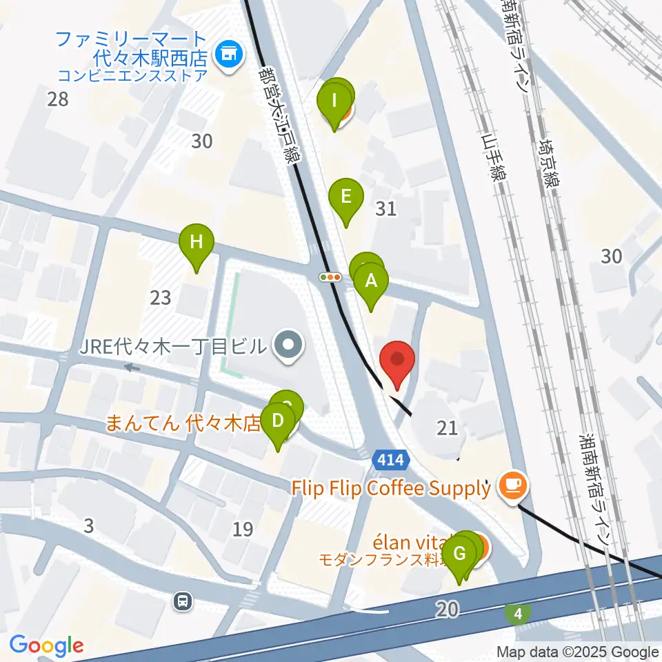ルーツ音楽院周辺のファミレス・ファーストフード一覧地図