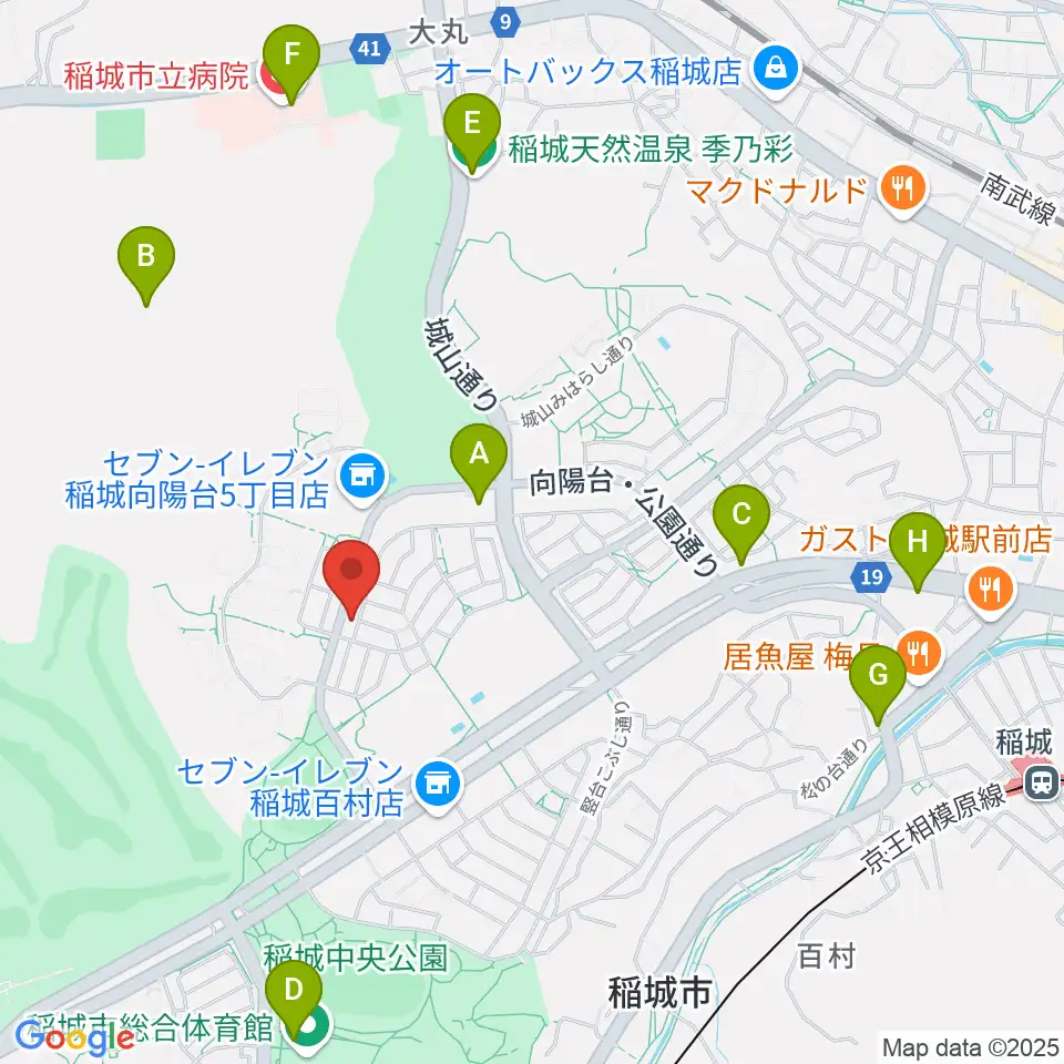 向陽台ミュージック・バルーン周辺のファミレス・ファーストフード一覧地図