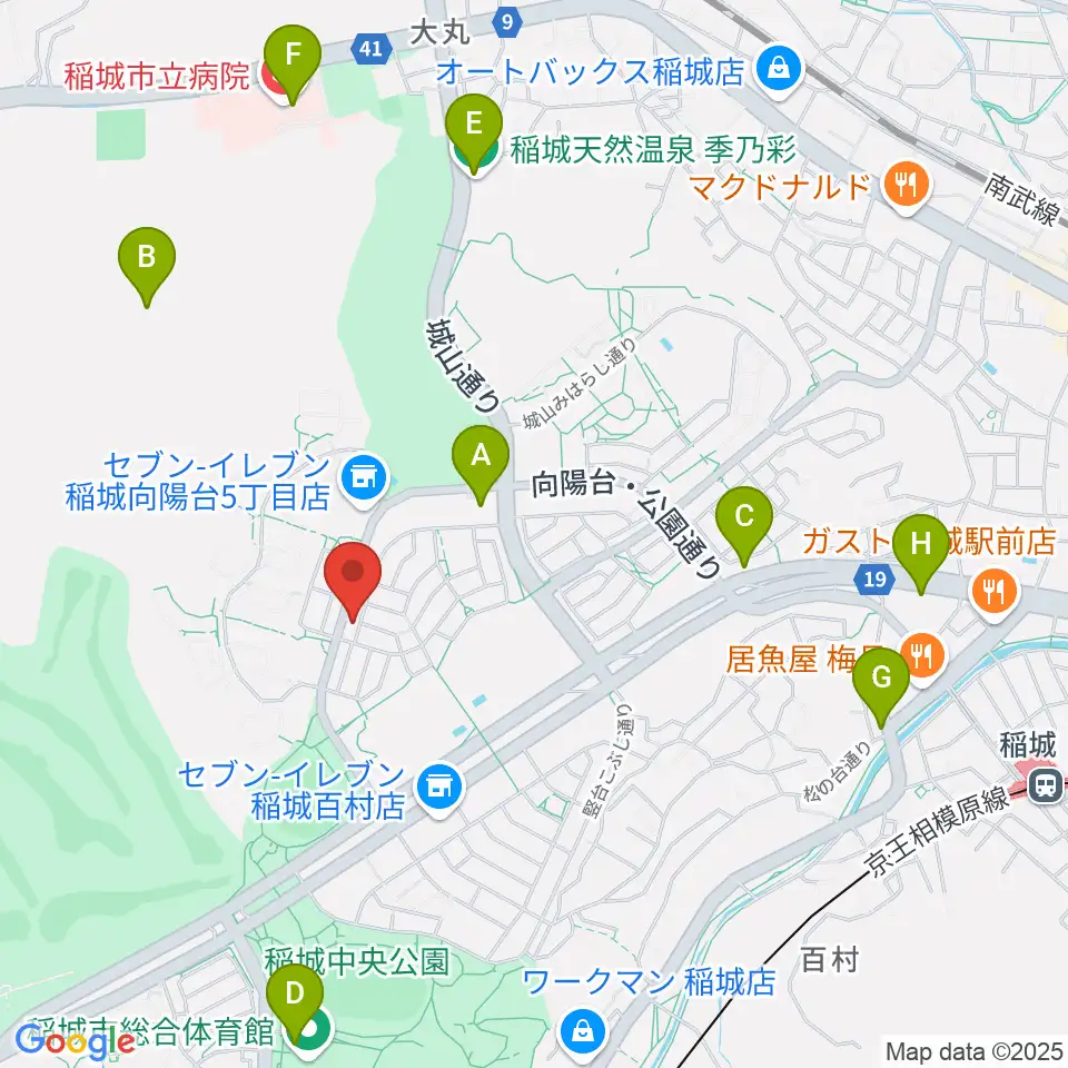 向陽台ミュージック・バルーン周辺のファミレス・ファーストフード一覧地図