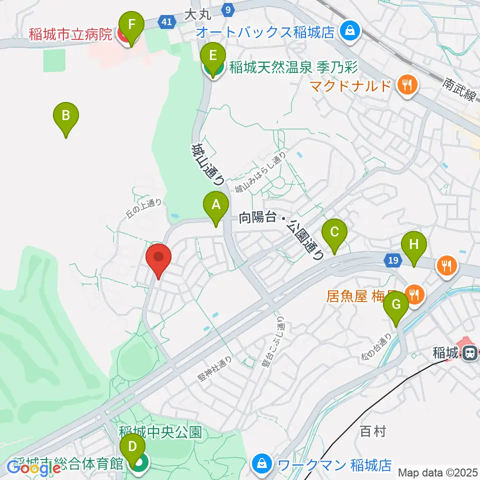 向陽台ミュージック・バルーン周辺のファミレス・ファーストフード一覧地図