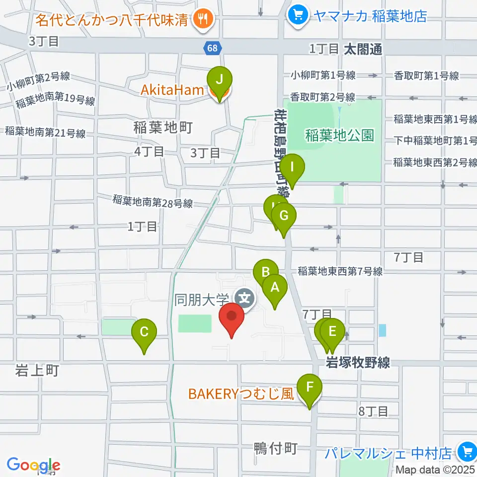 名古屋音楽大学周辺のファミレス・ファーストフード一覧地図