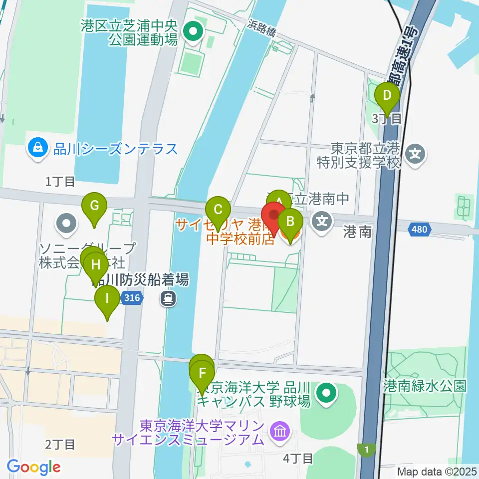 カワイ音楽教室 MS品川周辺のファミレス・ファーストフード一覧地図