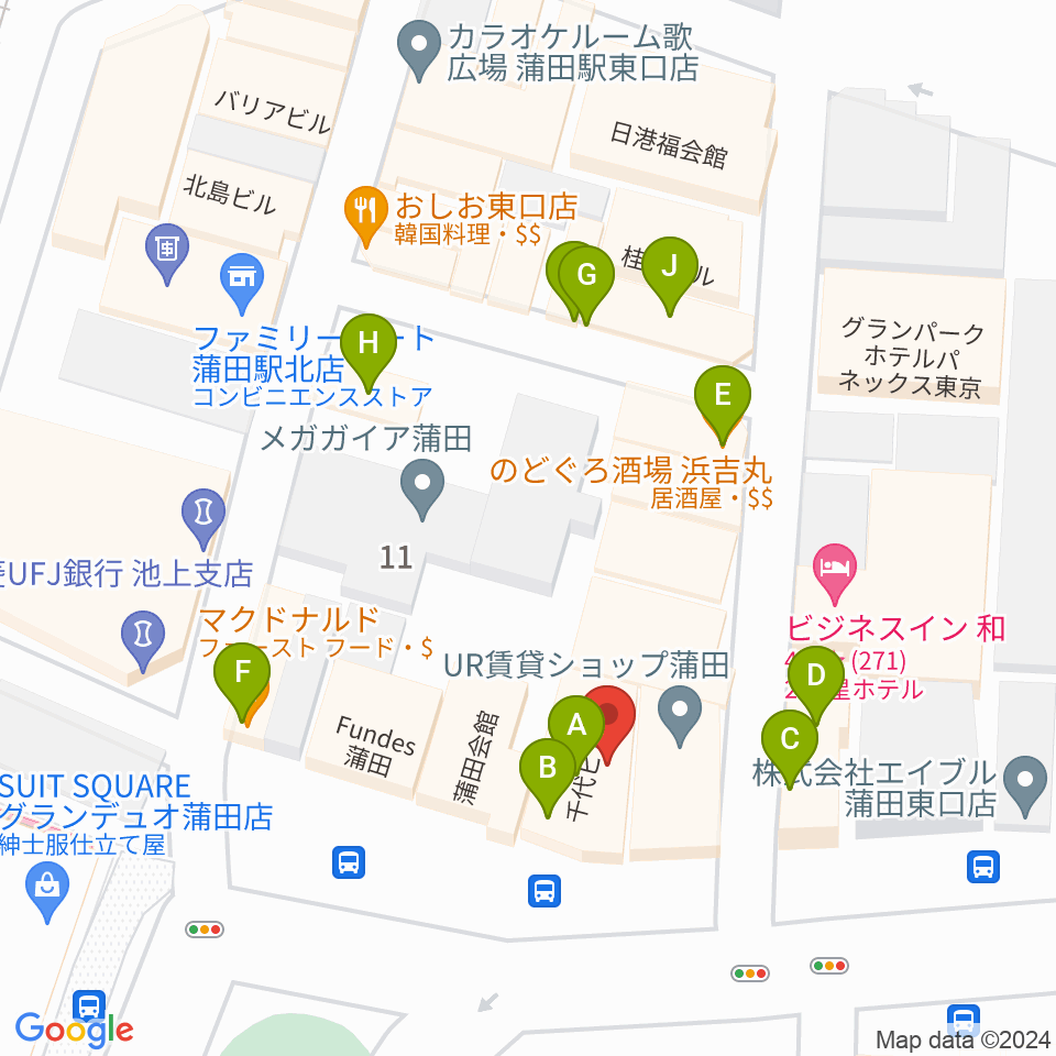 スター楽器ミュージックスクエアカマタ周辺のファミレス・ファーストフード一覧地図