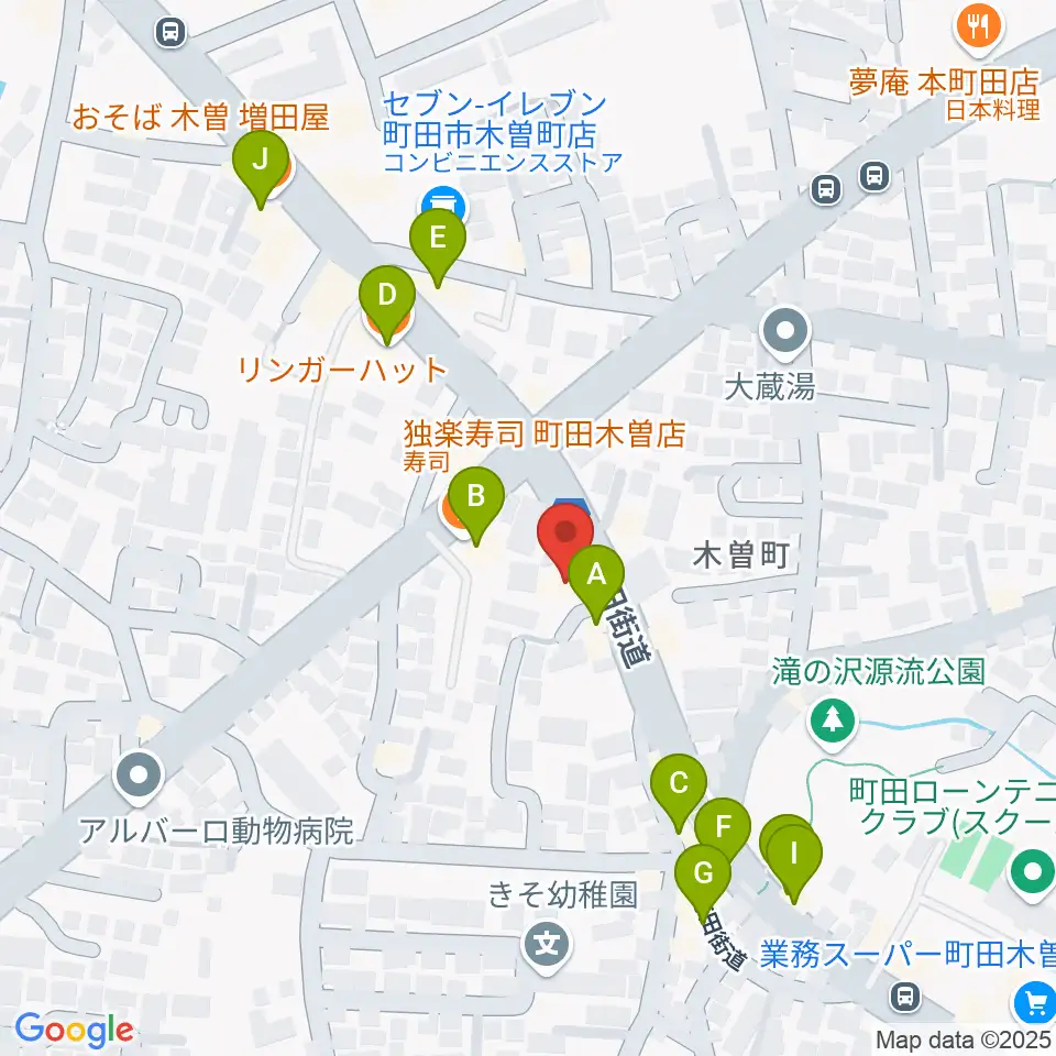 フランツ音楽研究所周辺のファミレス・ファーストフード一覧地図
