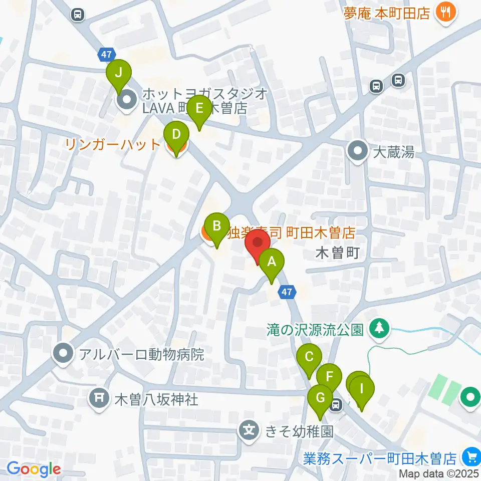フランツ音楽研究所周辺のファミレス・ファーストフード一覧地図