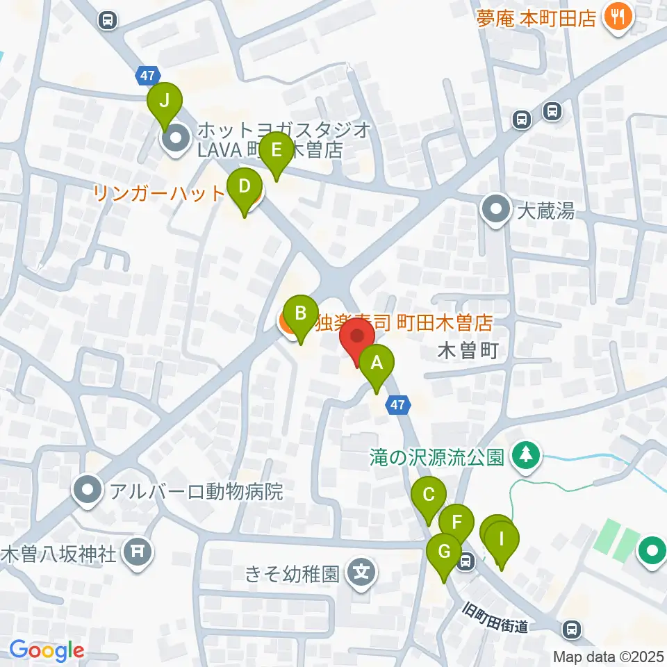 フランツ音楽研究所周辺のファミレス・ファーストフード一覧地図