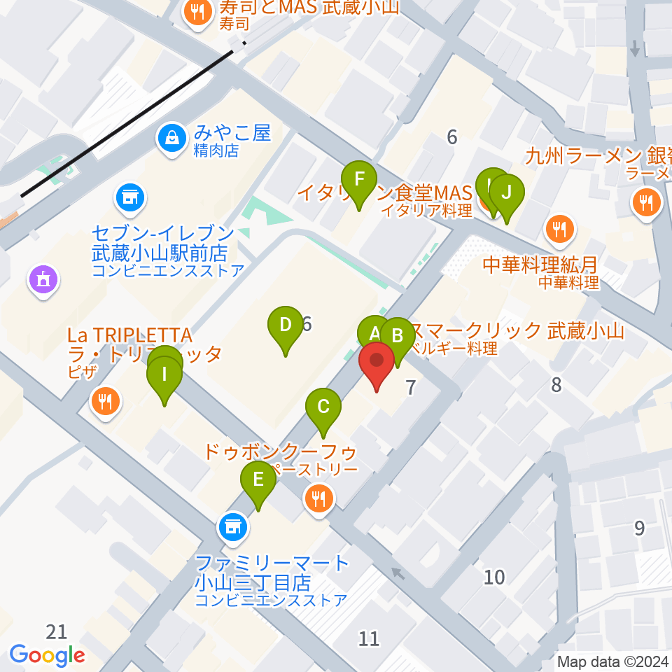 心弦二胡教室周辺のファミレス・ファーストフード一覧地図