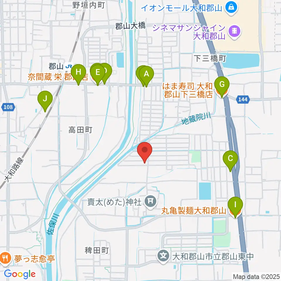 たんと音楽教室周辺のファミレス・ファーストフード一覧地図