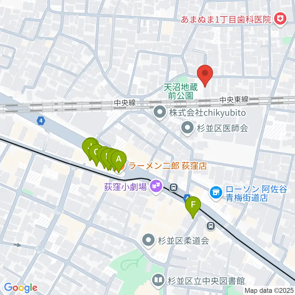インド音楽教室J.I.N.周辺のファミレス・ファーストフード一覧地図
