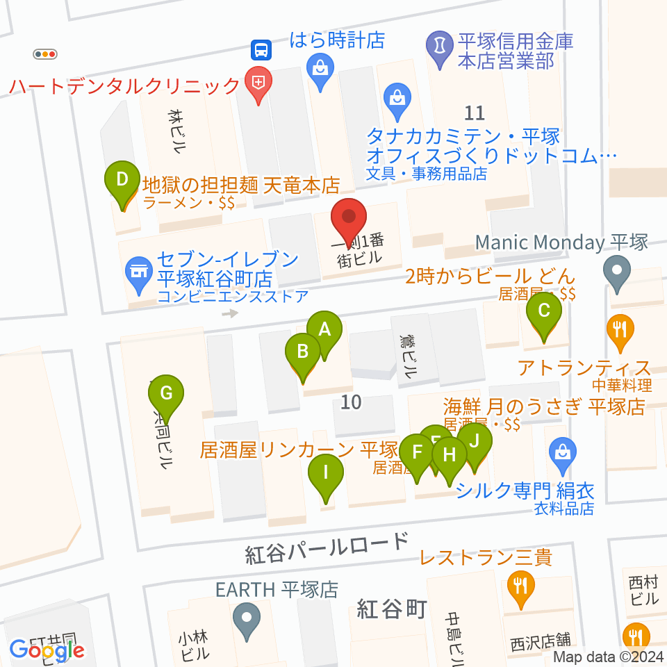 パプリカミュージックスタジオ周辺のファミレス・ファーストフード一覧地図