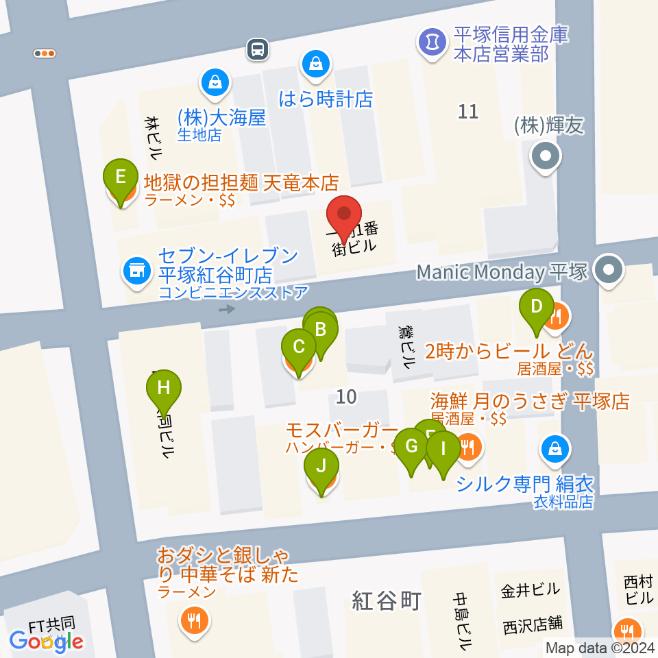 パプリカミュージックスタジオ周辺のファミレス・ファーストフード一覧地図