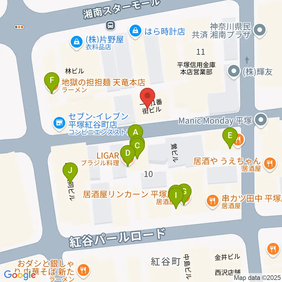 パプリカミュージックスタジオ周辺のファミレス・ファーストフード一覧地図