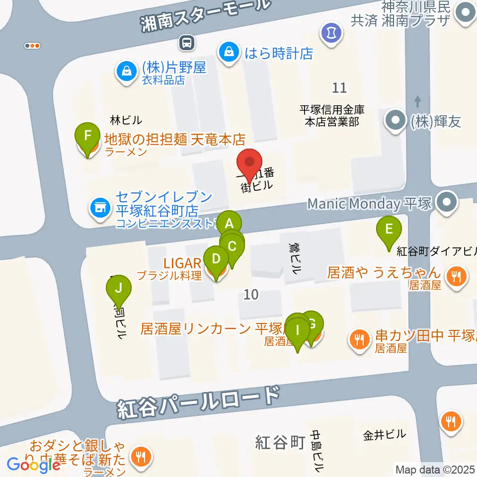 パプリカミュージックスタジオ周辺のファミレス・ファーストフード一覧地図