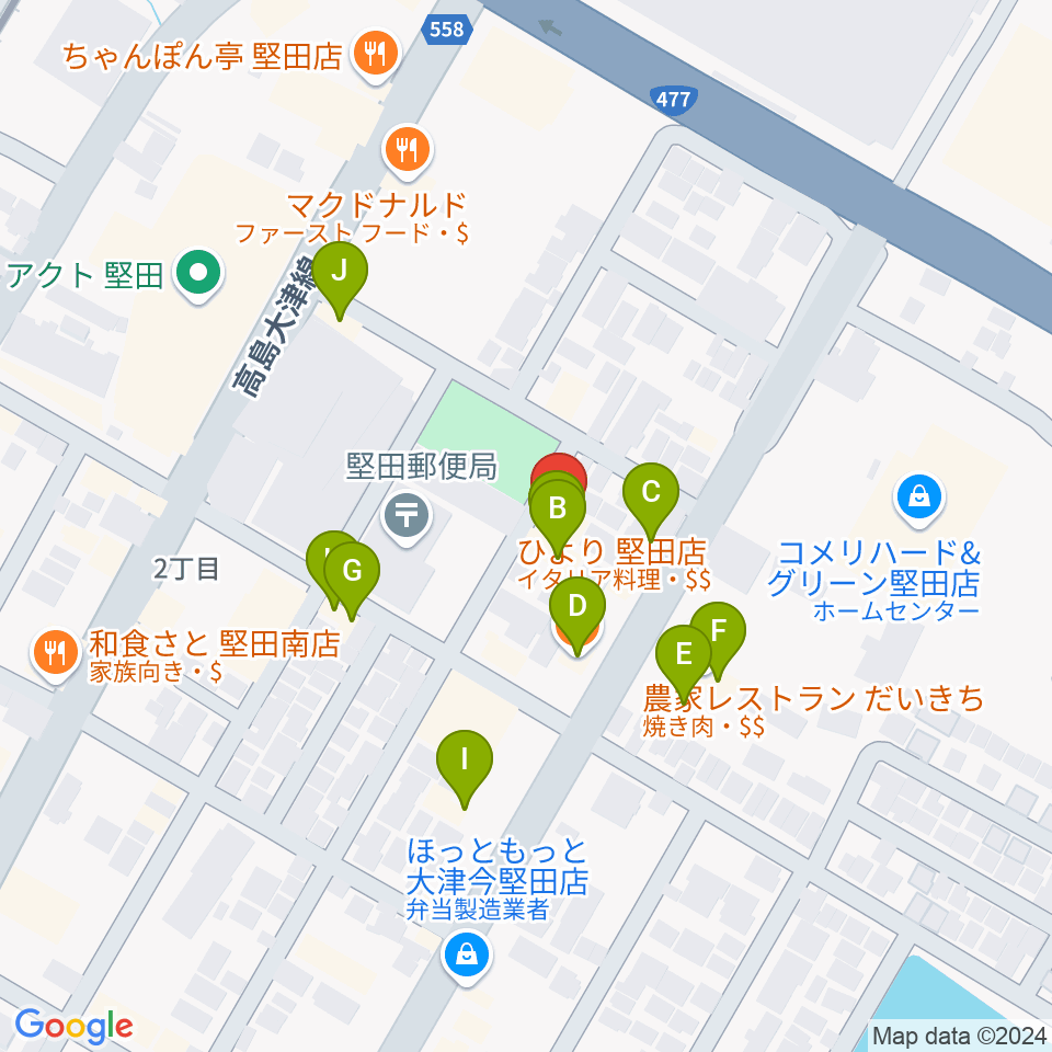 沖縄三線 和於屋周辺のファミレス・ファーストフード一覧地図