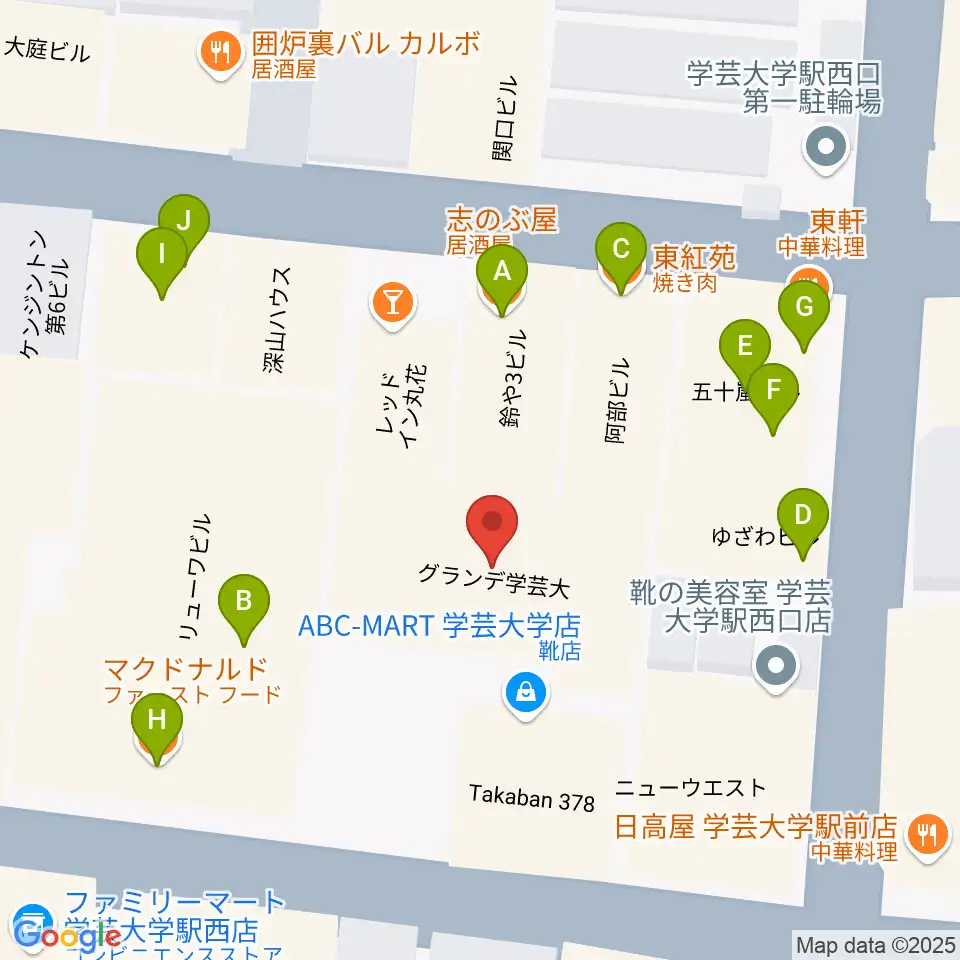 シェリーミュージックスクール周辺のファミレス・ファーストフード一覧地図