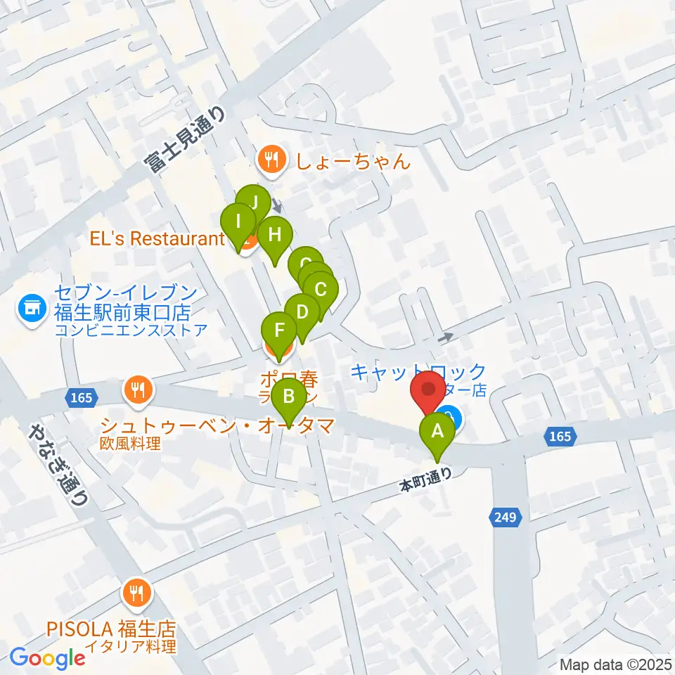 キャットロック周辺のファミレス・ファーストフード一覧地図