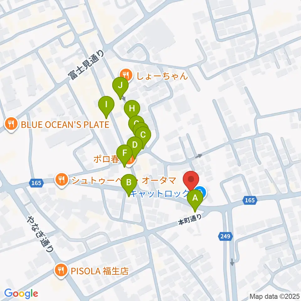 キャットロック周辺のファミレス・ファーストフード一覧地図