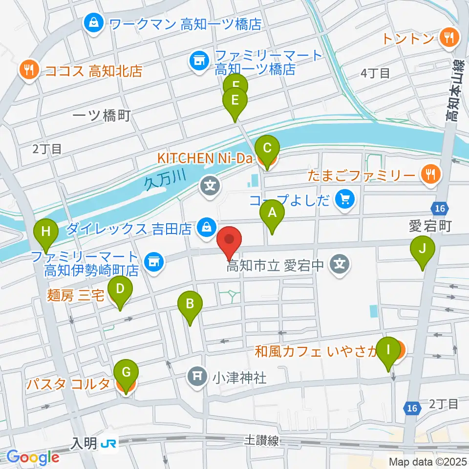 高知キャラバンサライ周辺のファミレス・ファーストフード一覧地図