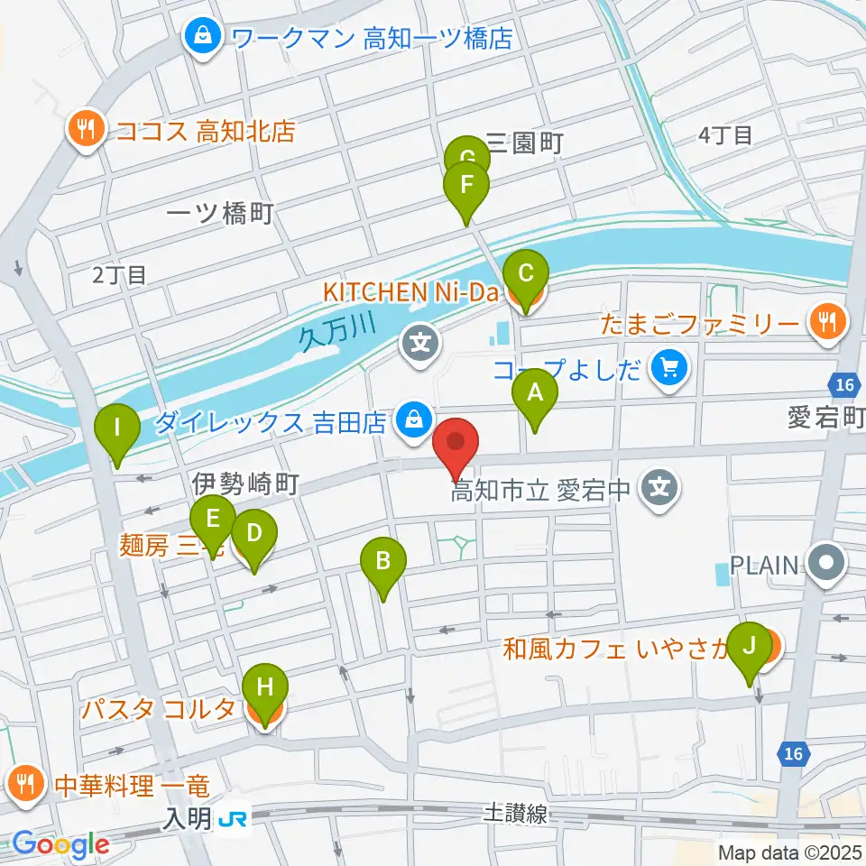 高知キャラバンサライ周辺のファミレス・ファーストフード一覧地図