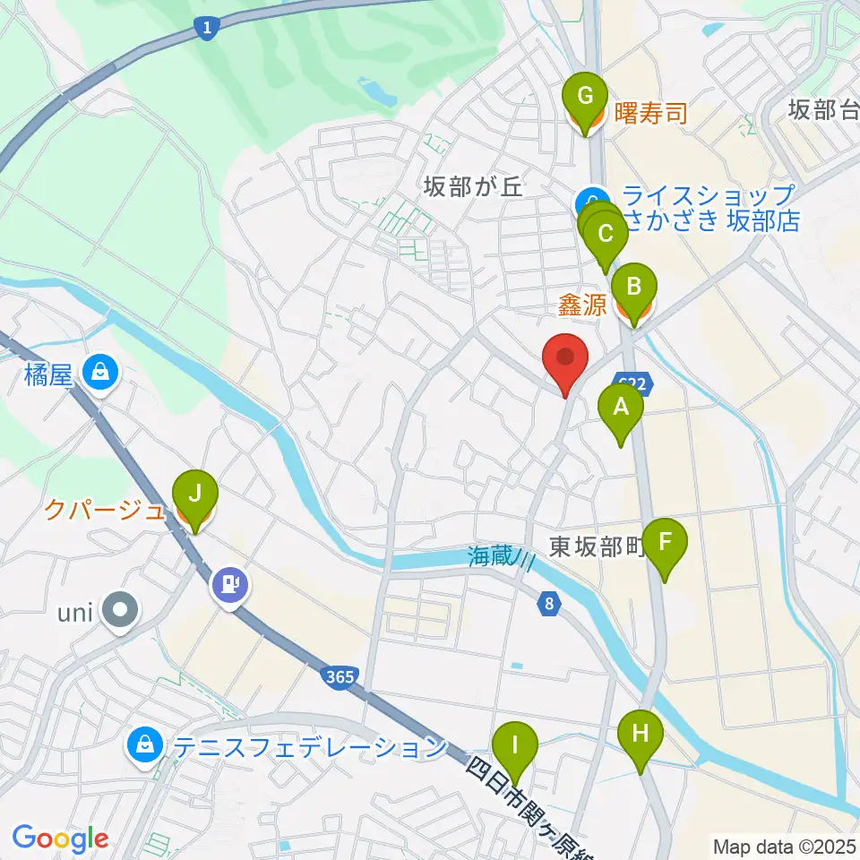 スタジオウッドボックス周辺のファミレス・ファーストフード一覧地図
