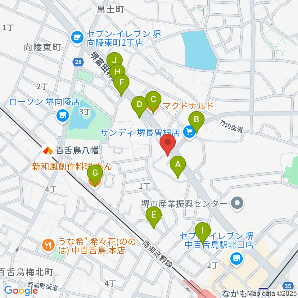 音楽スタジオmoa周辺のファミレス・ファーストフード一覧地図