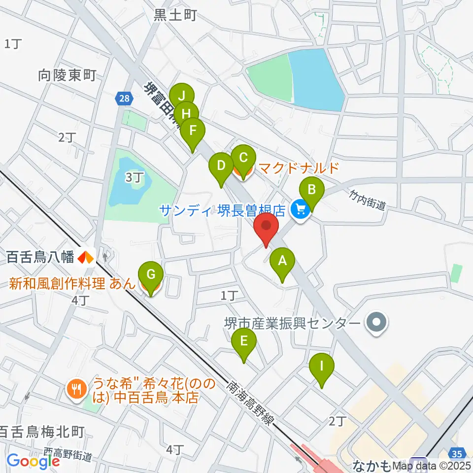 音楽スタジオmoa周辺のファミレス・ファーストフード一覧地図