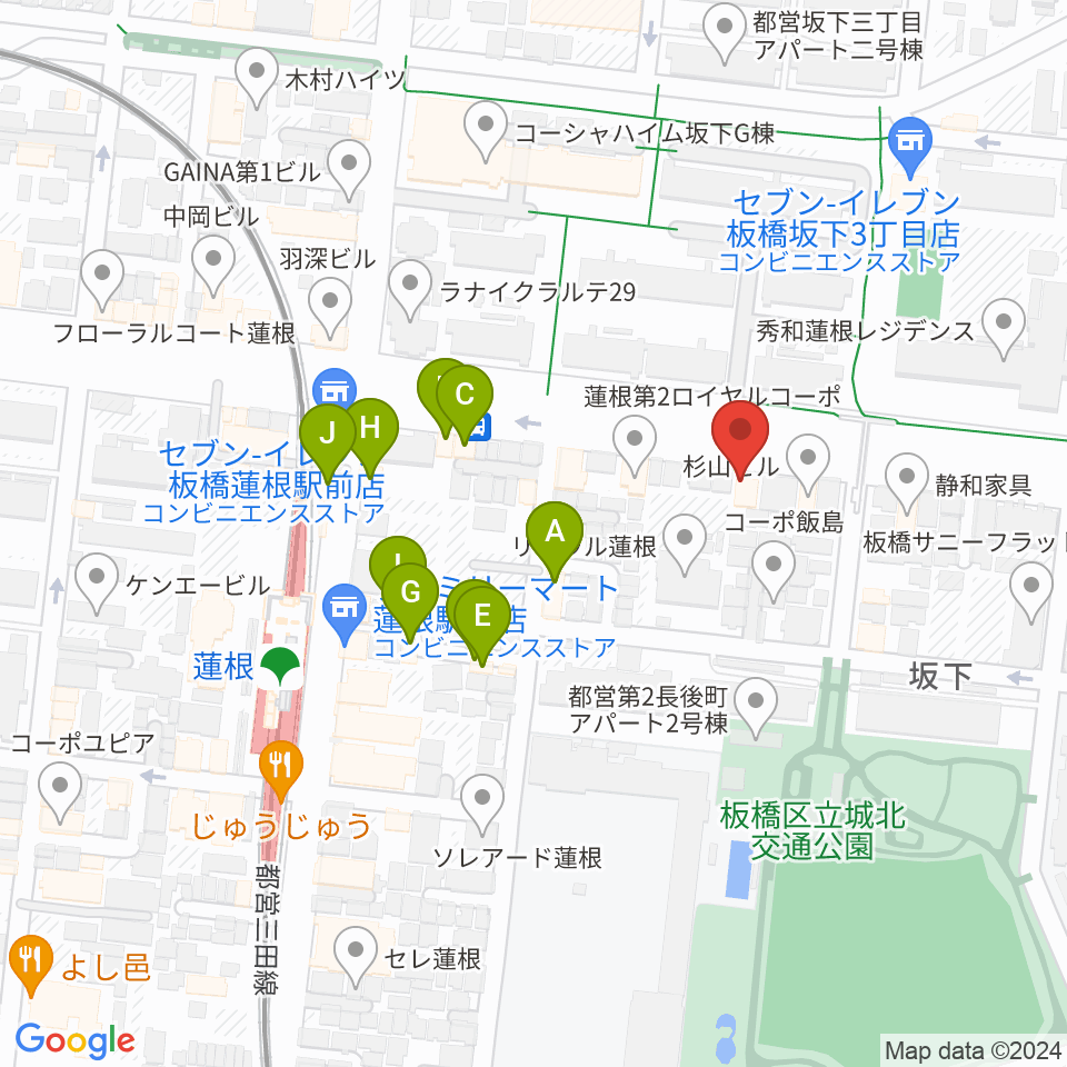 エアーサウンドスタジオ周辺のファミレス・ファーストフード一覧地図