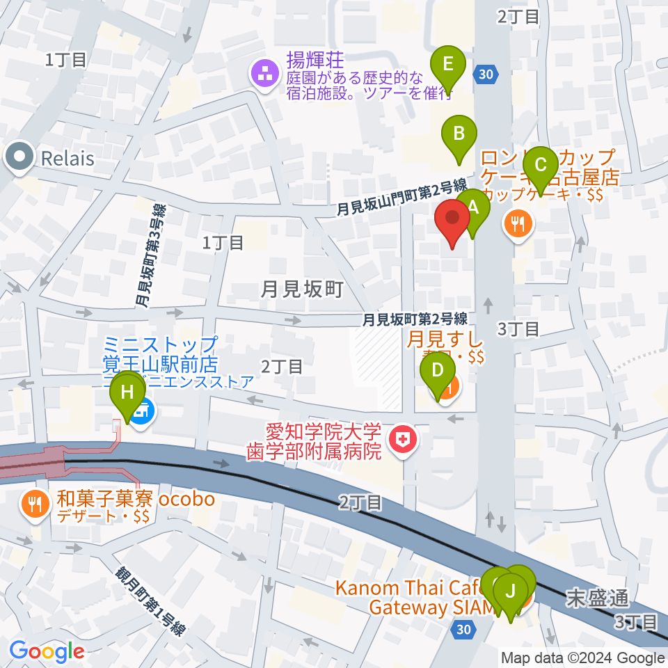 名古屋こども歌劇団周辺のファミレス・ファーストフード一覧地図