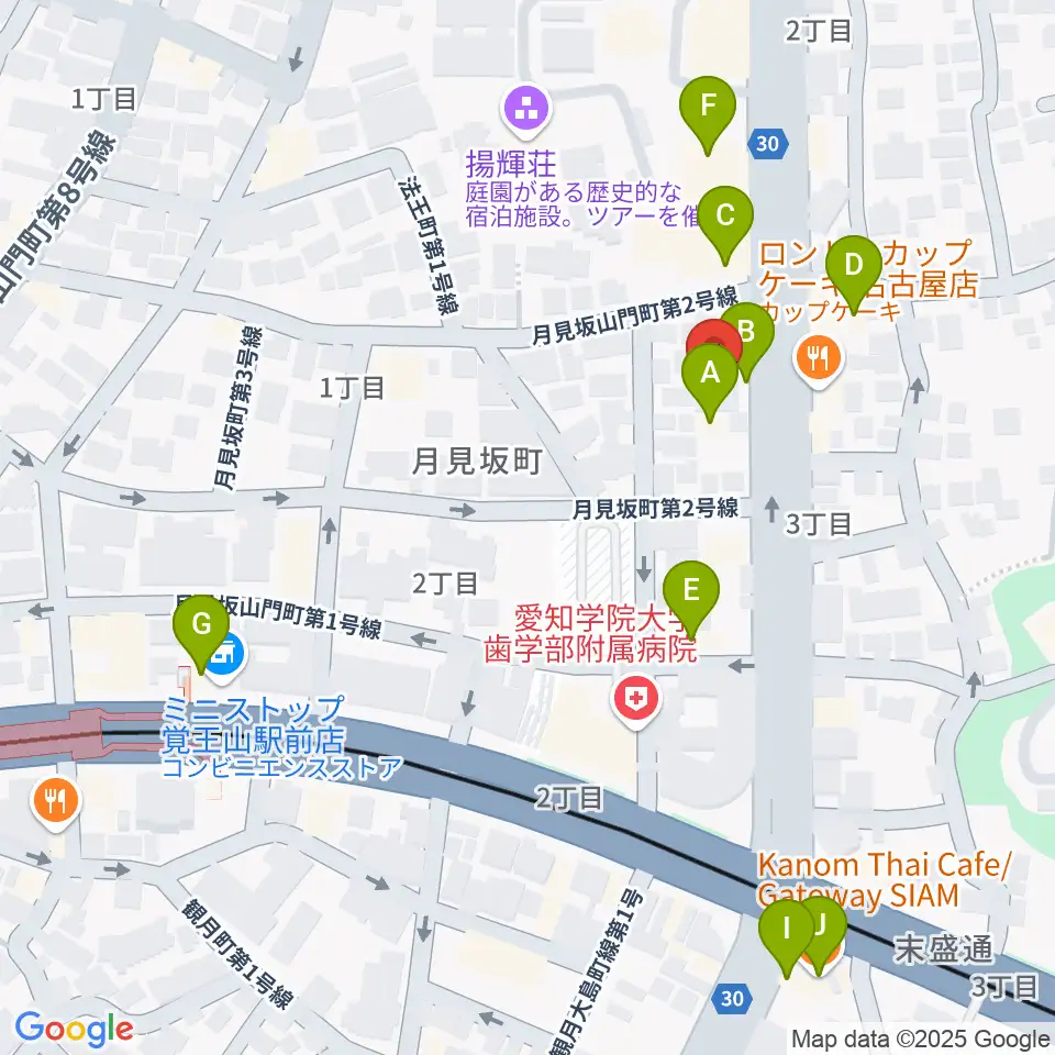 名古屋こども歌劇団周辺のファミレス・ファーストフード一覧地図