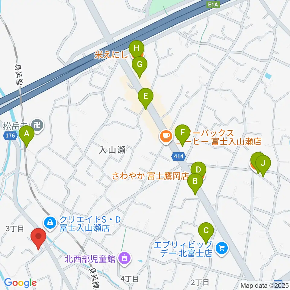 ウスイ音楽教室周辺のファミレス・ファーストフード一覧地図