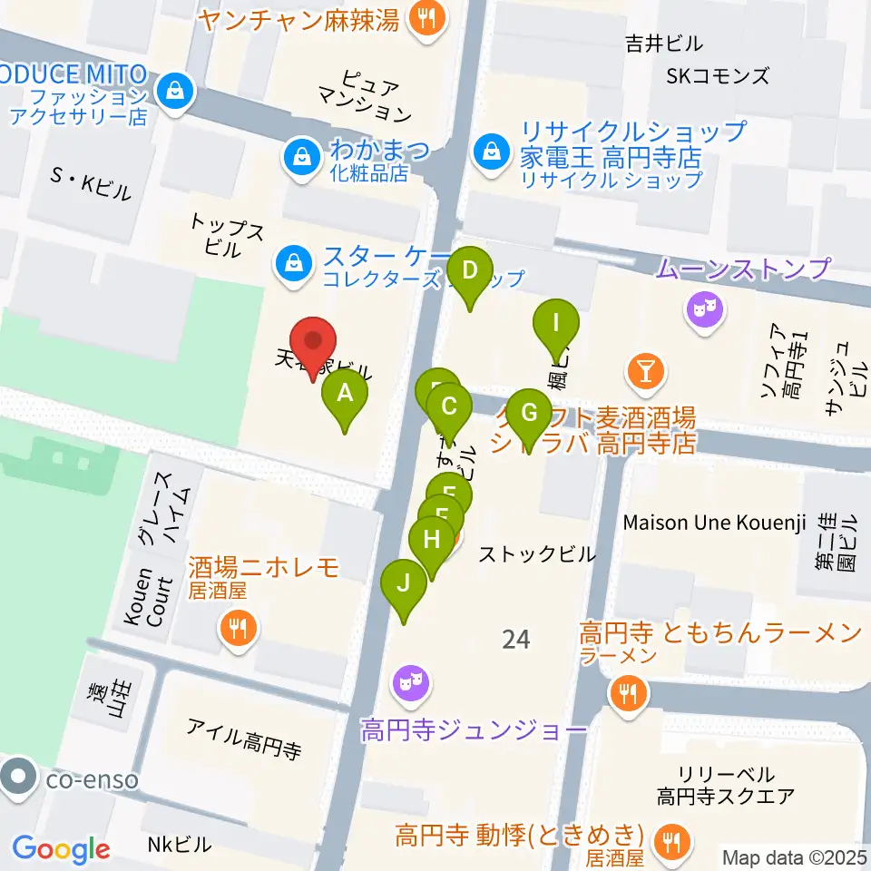 M'sボーカル教室周辺のファミレス・ファーストフード一覧地図