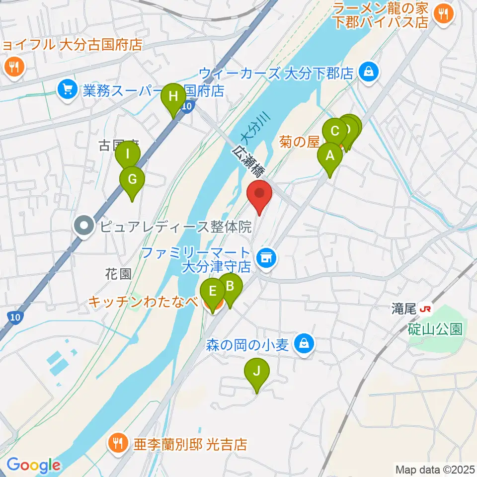 大分studio AFRO周辺のファミレス・ファーストフード一覧地図