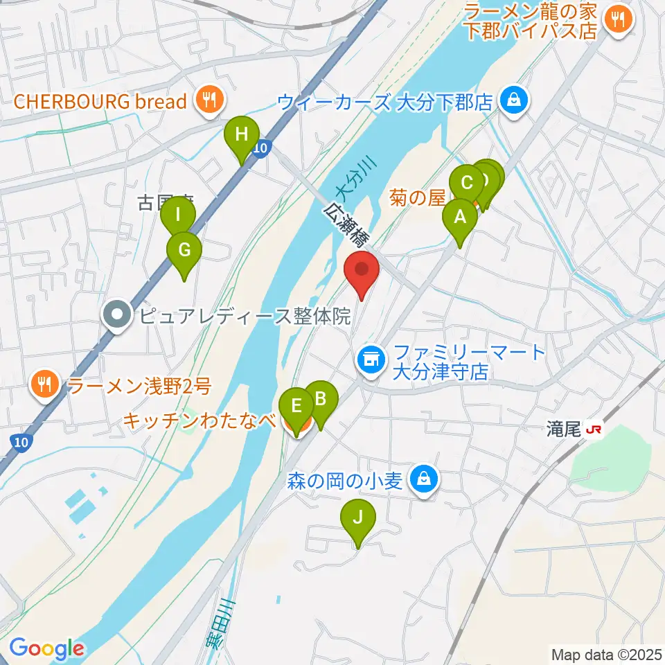 大分studio AFRO周辺のファミレス・ファーストフード一覧地図