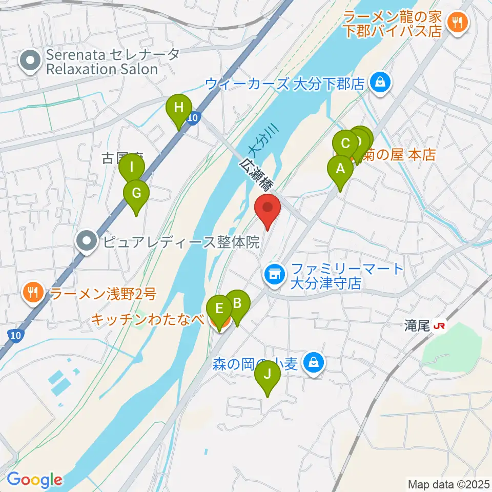 大分studio AFRO周辺のファミレス・ファーストフード一覧地図