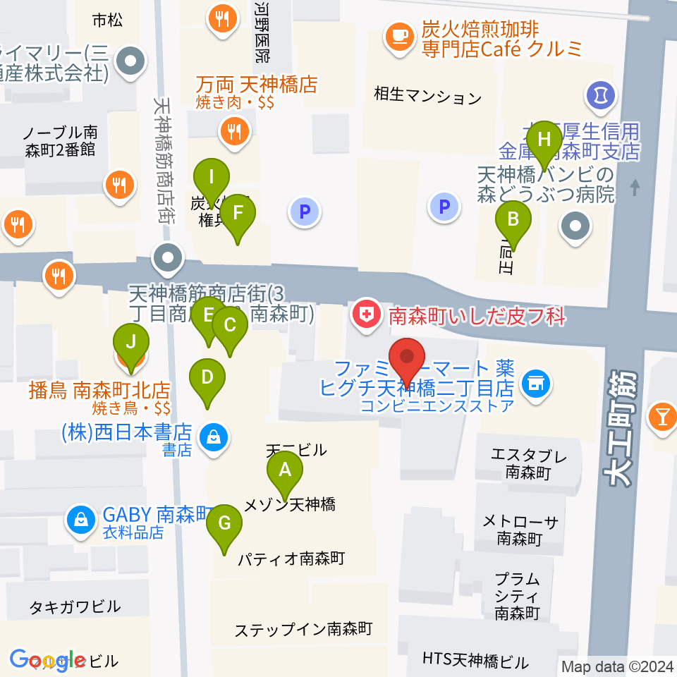 ブランチスタジオ周辺のファミレス・ファーストフード一覧地図