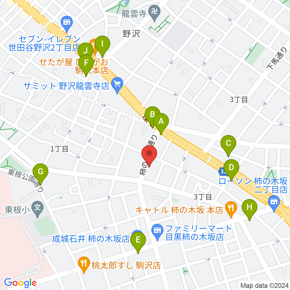 スタジオサーカス周辺のファミレス・ファーストフード一覧地図