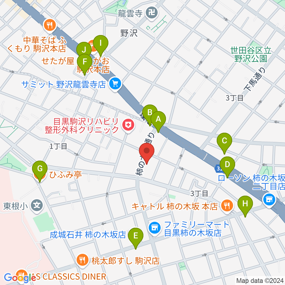 スタジオサーカス周辺のファミレス・ファーストフード一覧地図