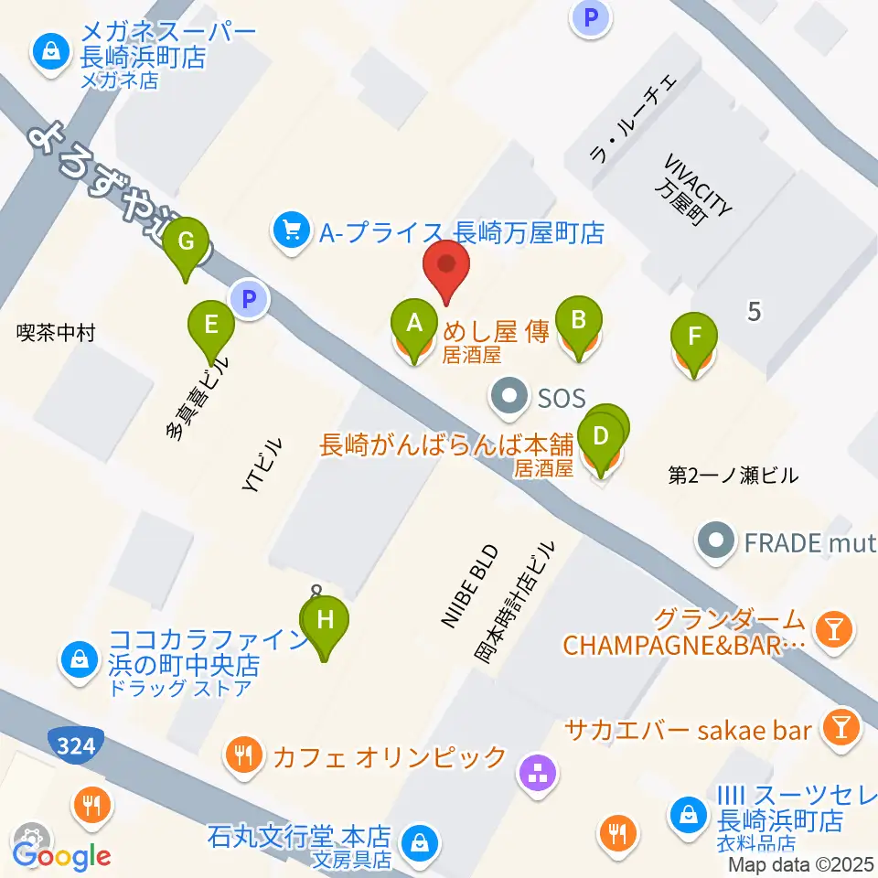 レイグルーム・ミュージック周辺のファミレス・ファーストフード一覧地図