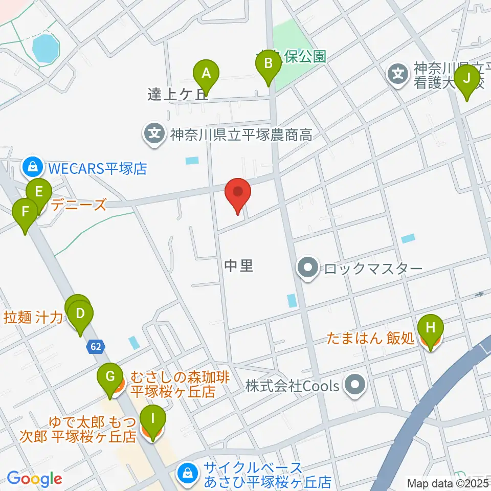 グーバス ミュージックインストゥルメンツ周辺のファミレス・ファーストフード一覧地図